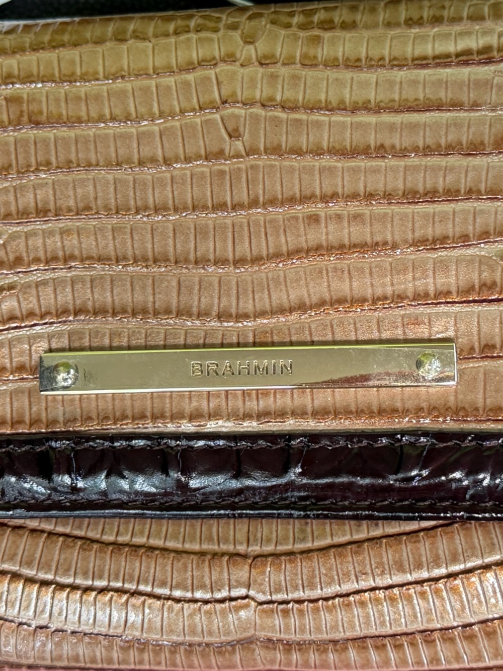 Brahmin Vintage Wallet Croc Embossed Leather Checkbook Complete Set Authentic - Picture 9 of 9